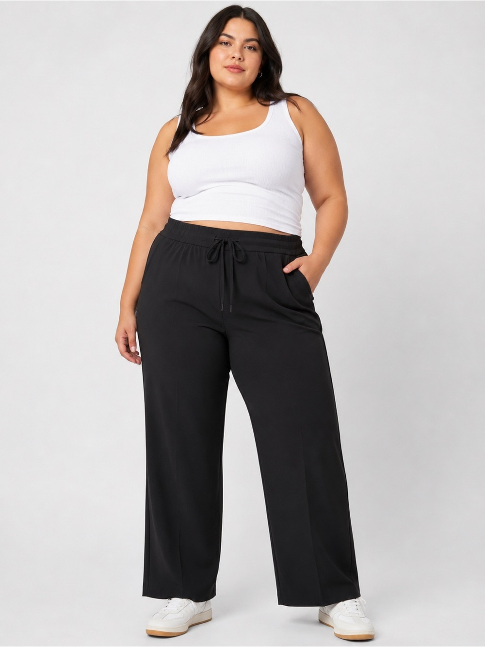 Jules & Leopold Black Wide-Leg Drawstring Trousers